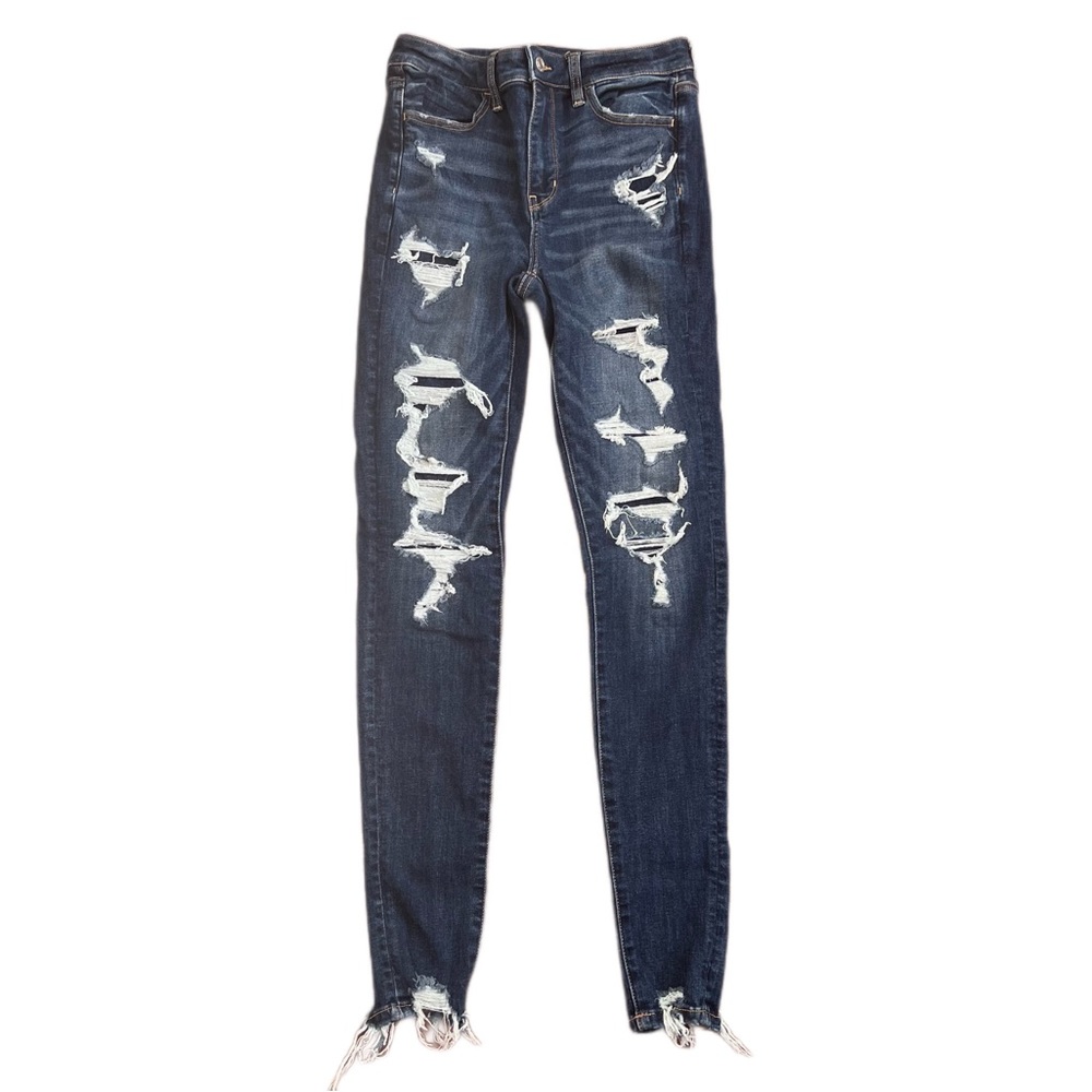 {AE American Eagle} Blue Next Level Stretch Super 10" Rise Denim Jeans